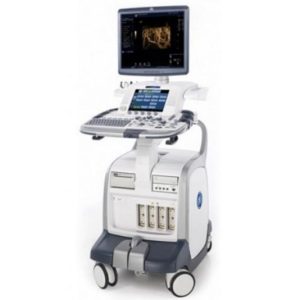 GE Vivid e9 ultrasound on a stand