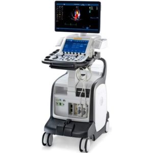 GE Vivid e90 ultrasound on a cart