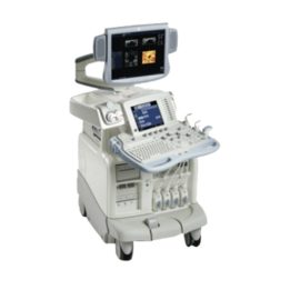 GE Logiq 9 ultrasound machine on a stand