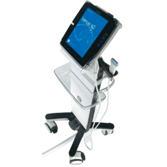 GE Venue 40 ultrasound machine on a stand
