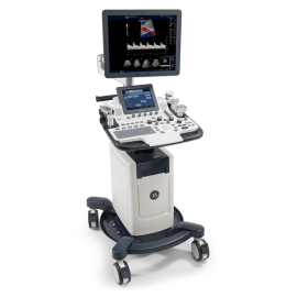 GE Logiq F8 ultrasound on a stand