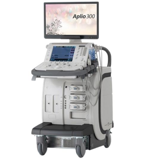 Toshiba Aplio 300 ultrasound machine on a cart