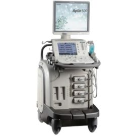 Toshiba Aplio 500 ultrasound machine on a cart