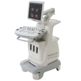 Samsung Medison SonoAce X8 ultrasound machine on a cart