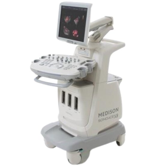 Samsung Medison SonoAce X8 ultrasound machine on a cart