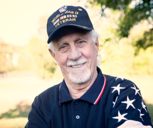 man with veteran hat